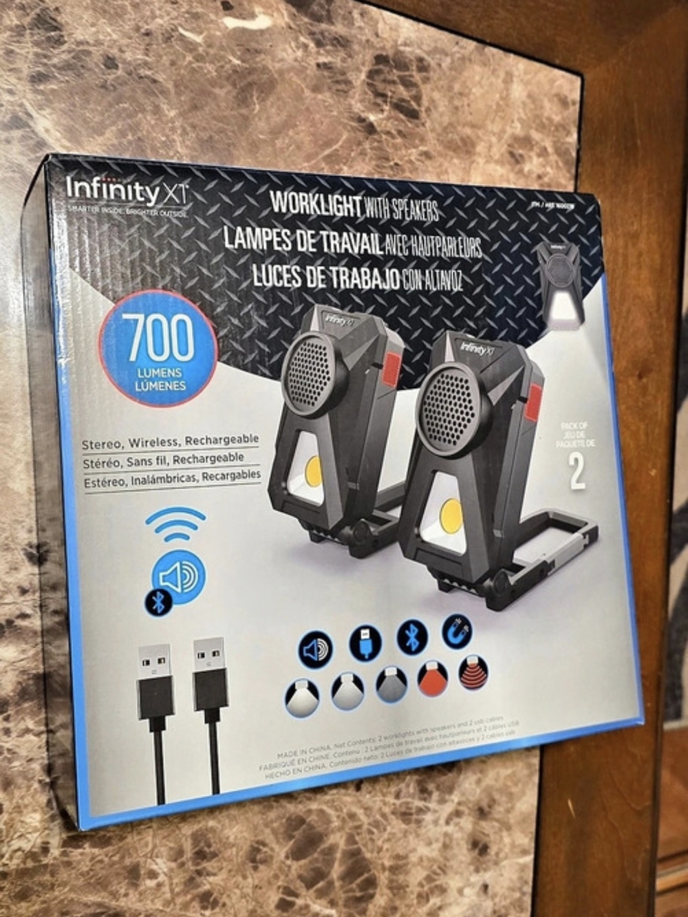 Infinity X1 Worklight with Speakers Pack of 2 Rechargeable Worklights with